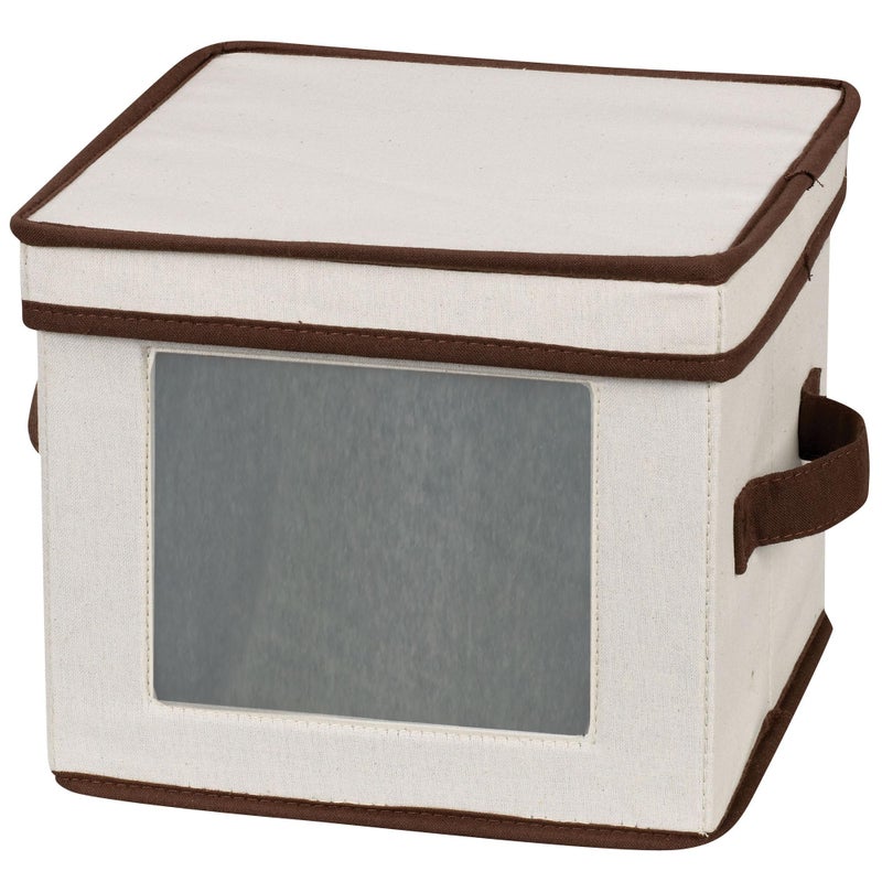 Household Essentials China Plate Storage Box, Holds 12 Dessert Plates or Bowls, Windowed Panel, Sturdy Frame and Reinforced Handles, Felt Cushions, Fully Removable Lid - Image 1